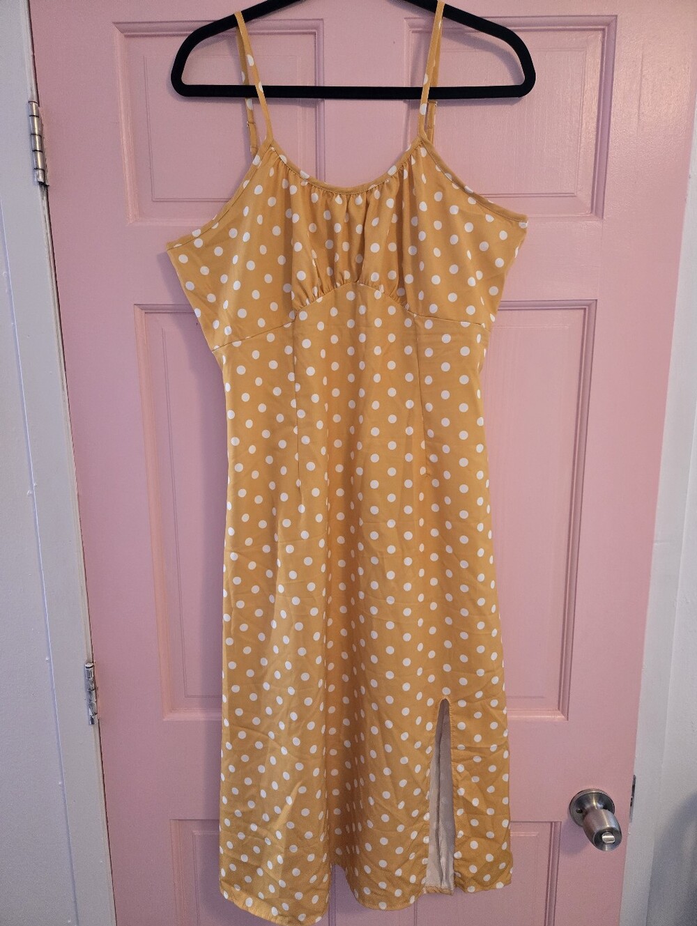 Yellow Polka Dot Midi Slip Dress